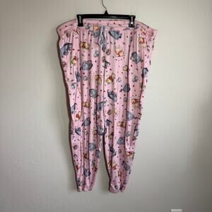 Disney Pink Winnie the Pooh Bear Lounge Sleep Jogger Pants Womens 3X Casual